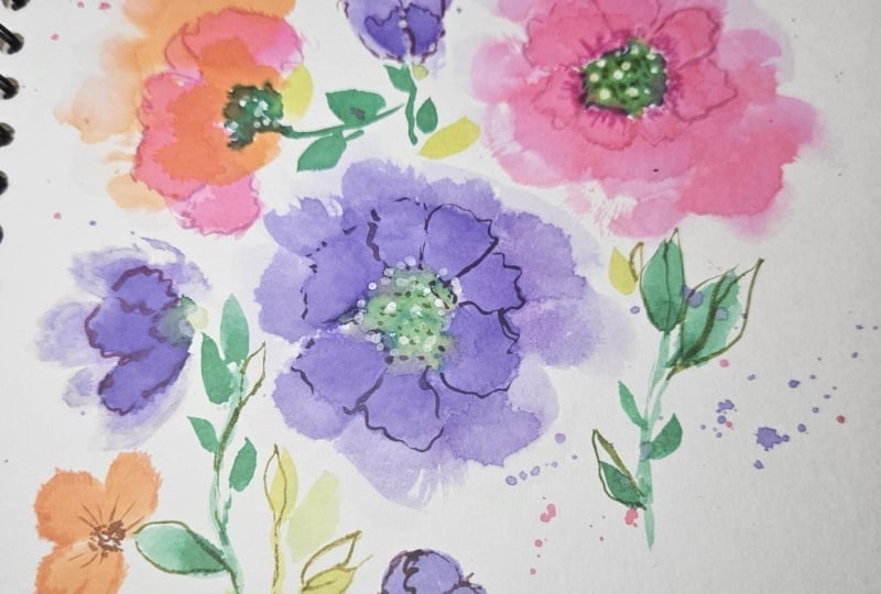 Inky floral practice