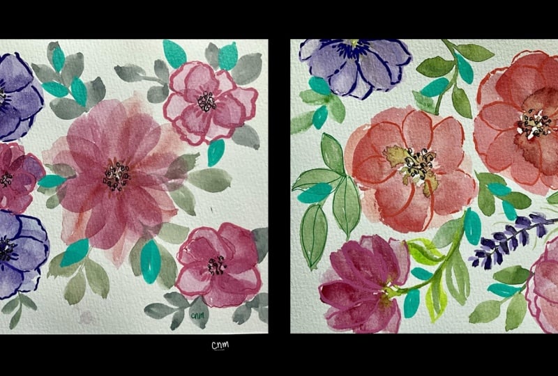 Inky Floral Practice