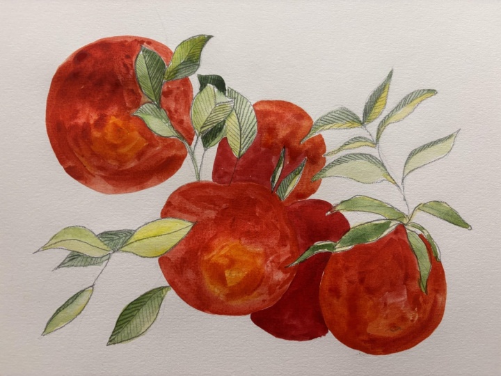 Mixed media apples