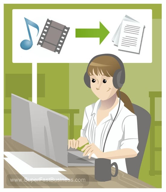 process for getting video transcribed and converted - step by step - student project
