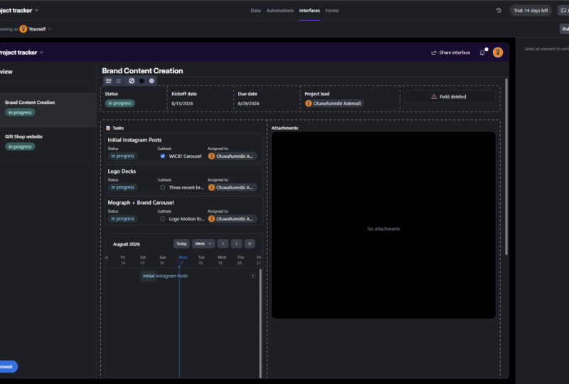 Creative Project Tracker — Airtable Interface