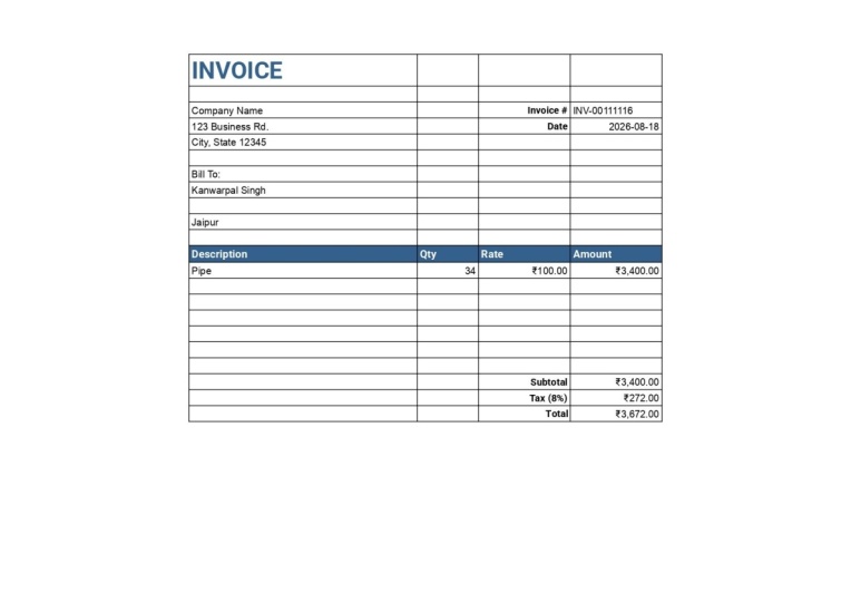 This is demo excel sheet for bookkeeping.