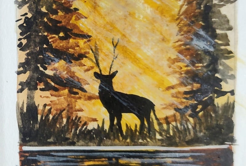 Golden forest reflection with Mohini