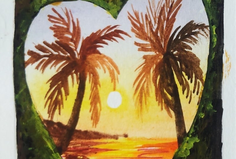 Textured heart window with Mohini