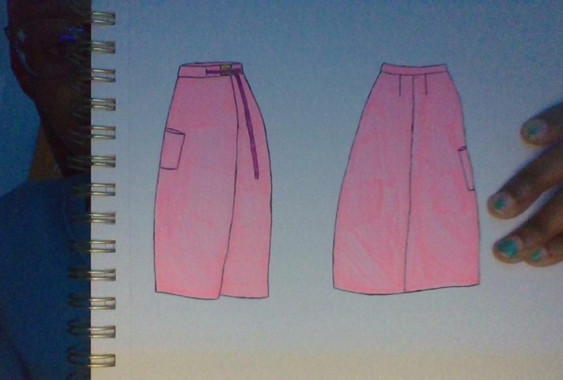 Hot Pink Wrap Skirt Front and Back