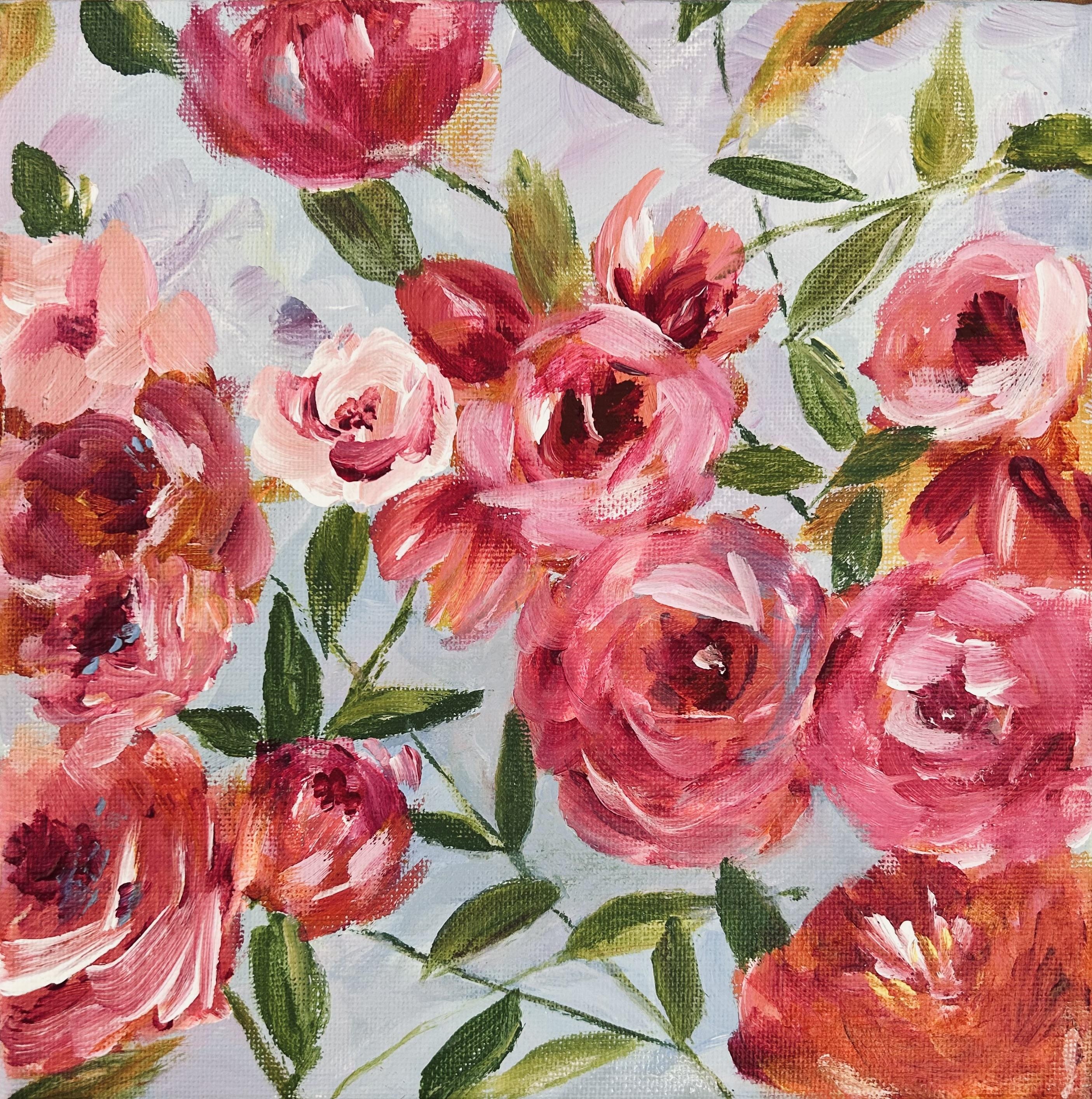 Abstract Roses in Acrylic - student project