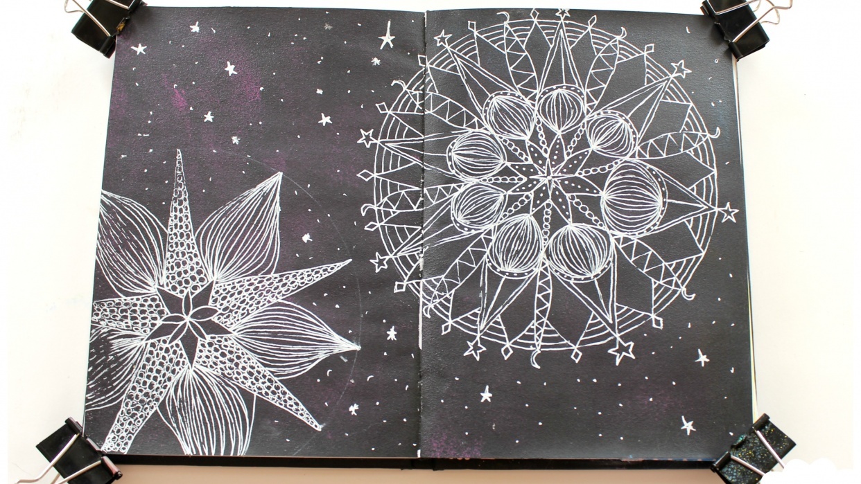Zendala with acrylics in my artjournal - student project
