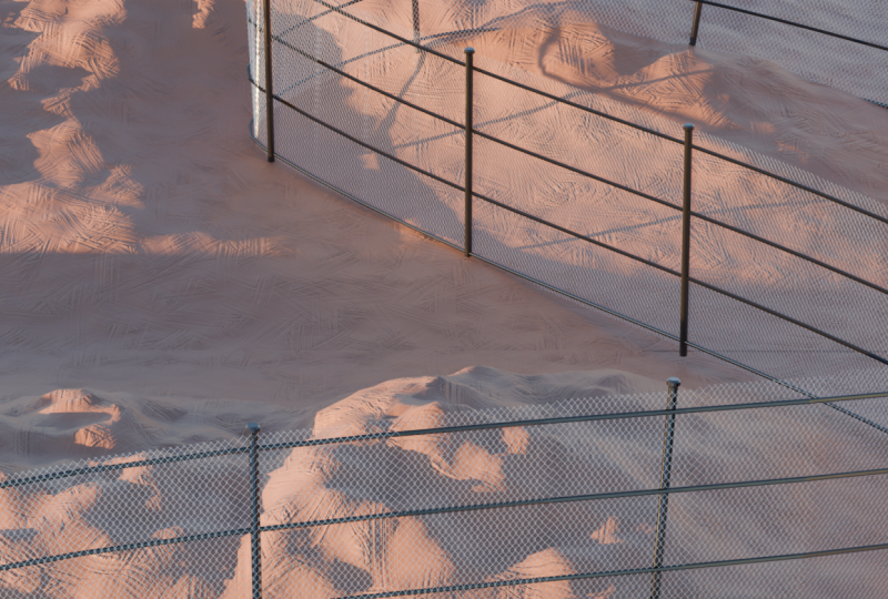 Chainlink on clay floor