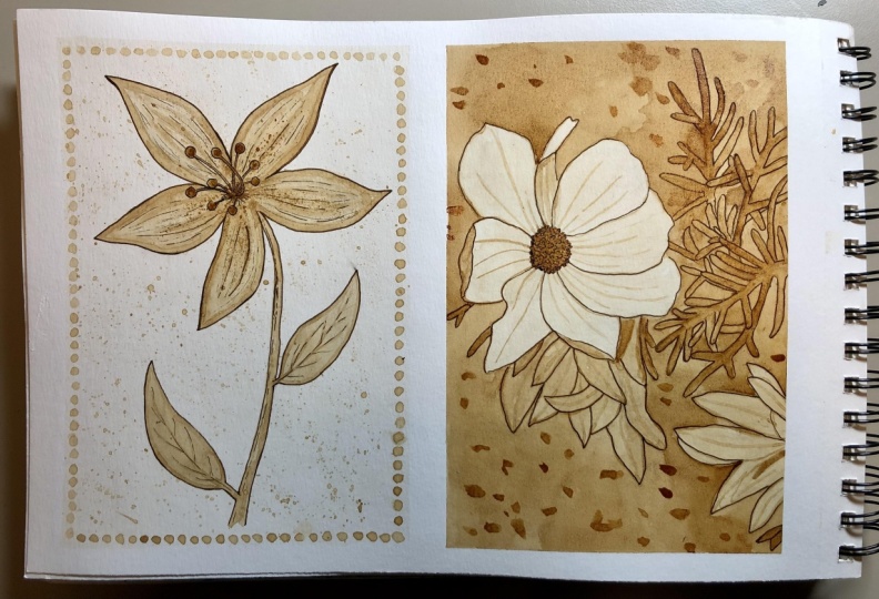 Coffee Painted Flowers