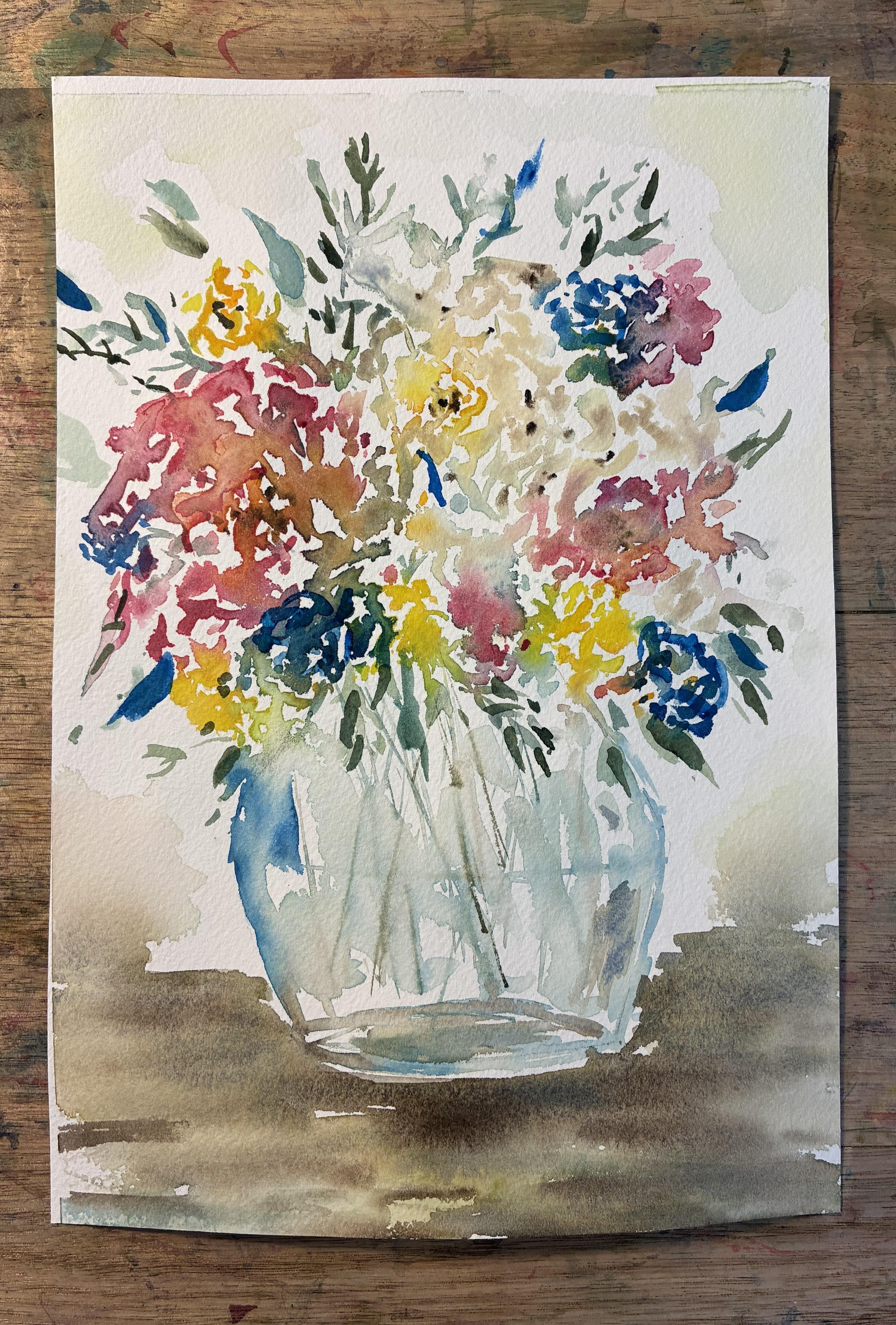 LOOSE FLORALS   ROUND VASE - student project