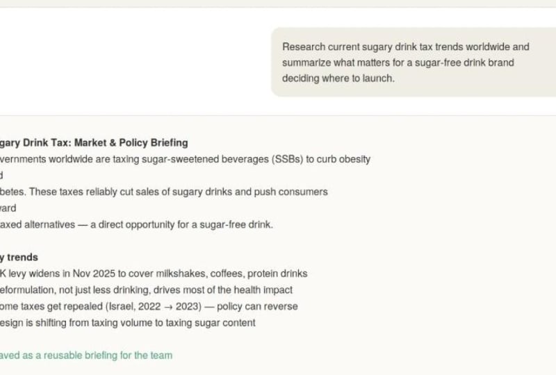 A market-entry research workflow for sugary-drink-tax policy tracking