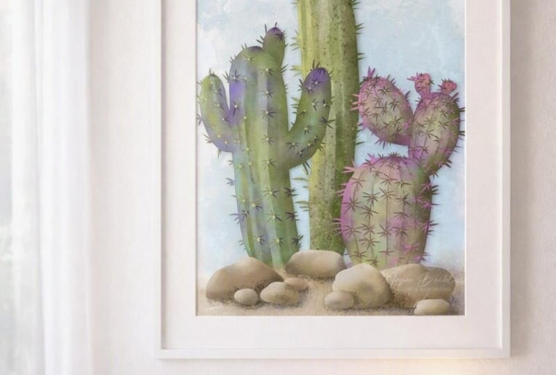 Digital watercolor cacti with Delores