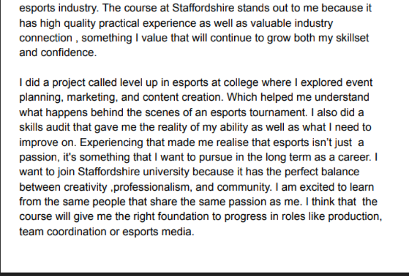 cover letter to the university of my choice