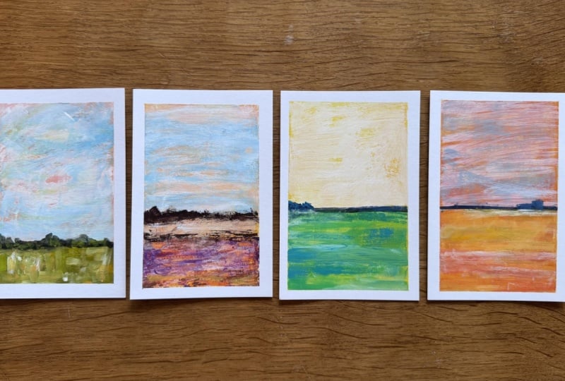 4 easy landscape paintings with tape