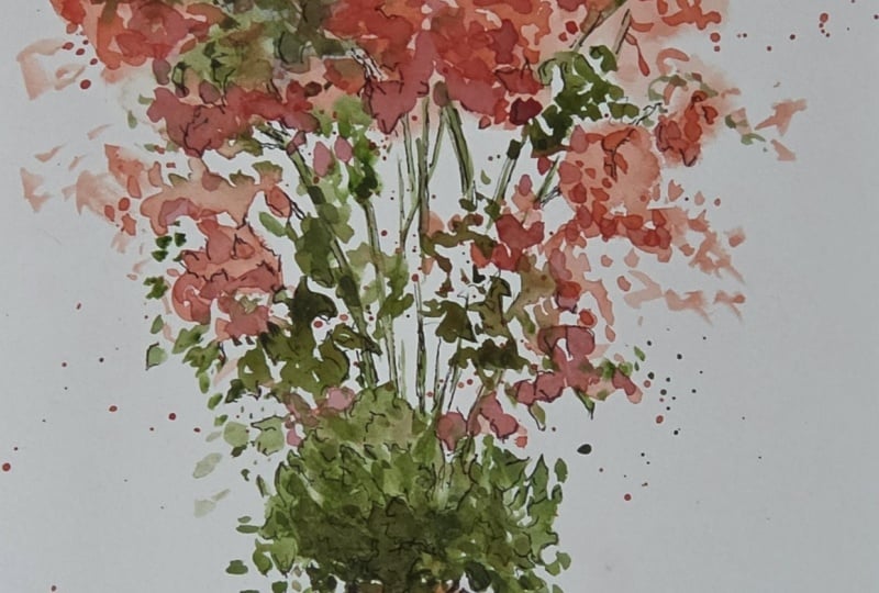 Loose foliage line and wash