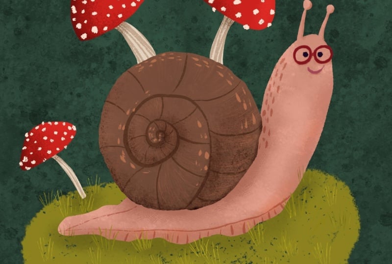 A Snail on a Patch of Grass