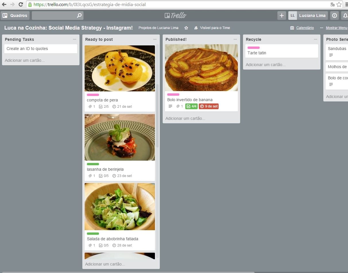 Social media strategy - Instagram for Luca na cozinha - student project