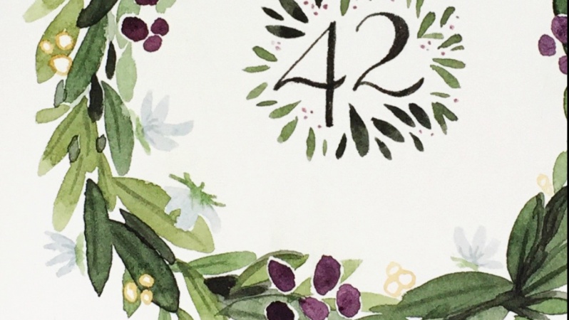 Illustrative style anniversary wreath