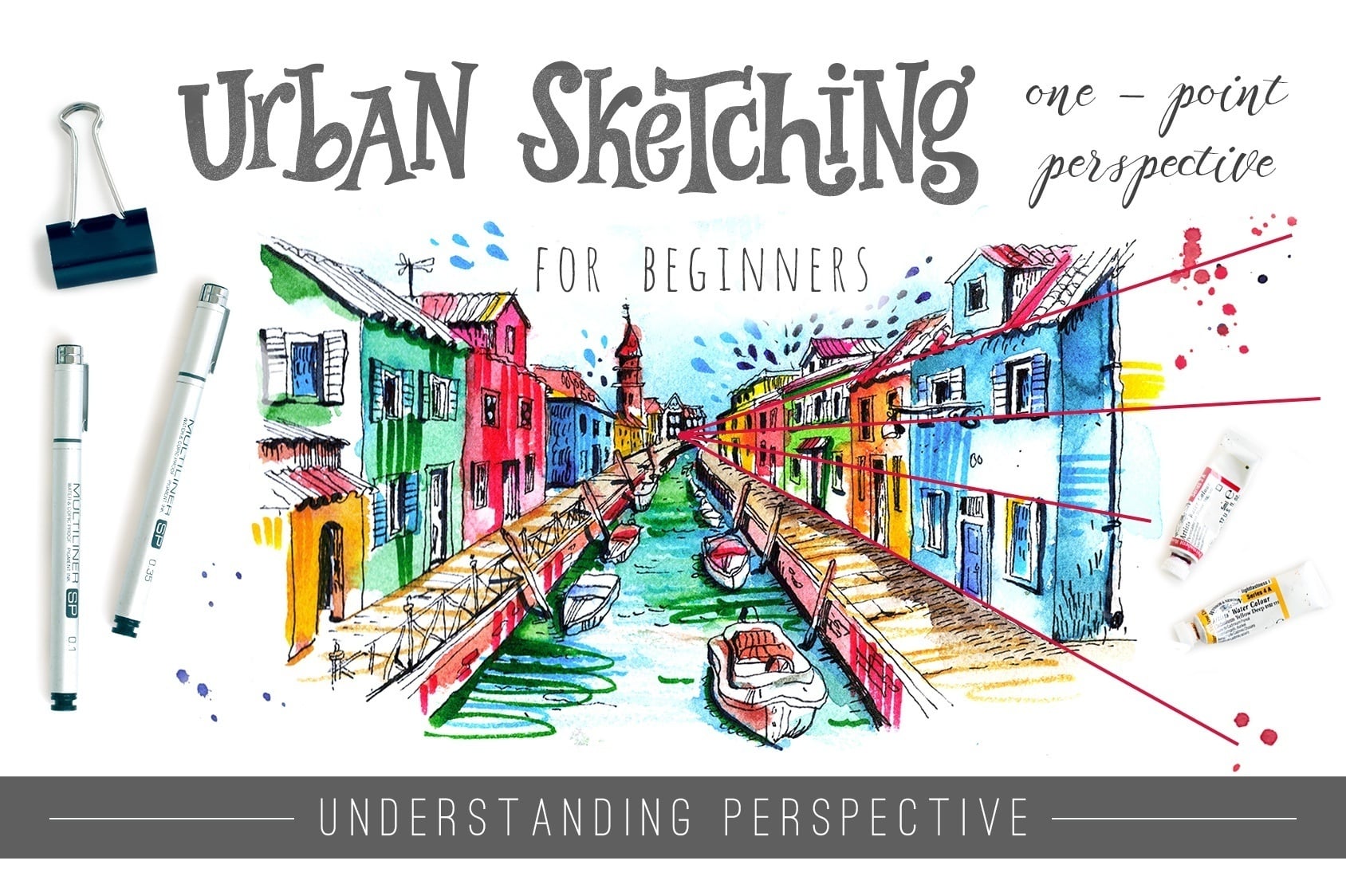 Urban Sketching for Beginners: One - Point Perspective - student project