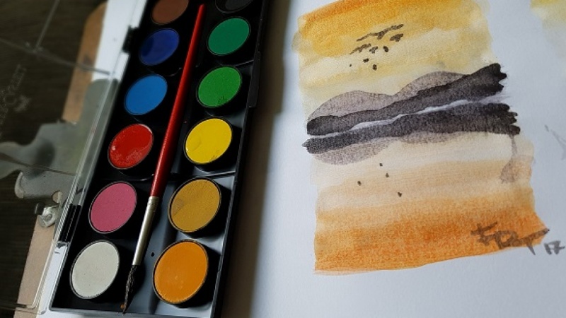Child-school graded watercolor..  