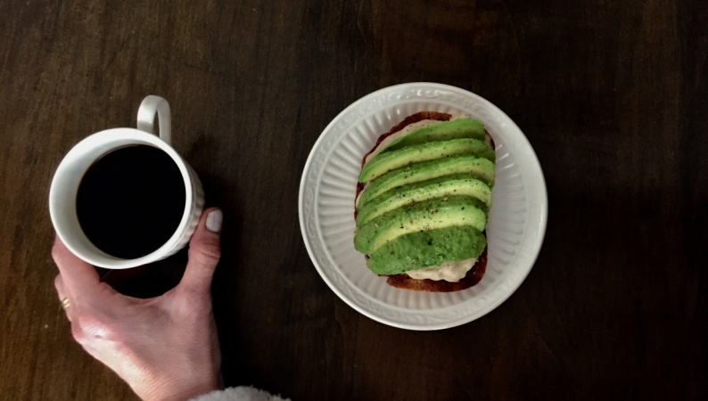 Simple shot of savory breakfast toast
