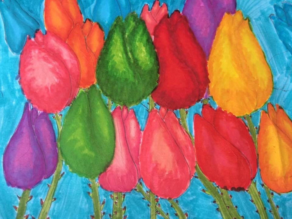 tulips by Emily, age 7 - student project