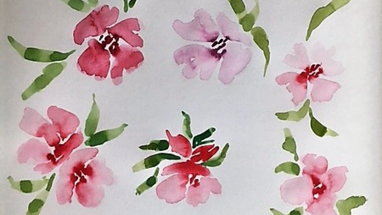 First try on flowers with touching technique - student project