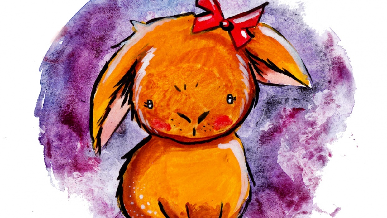 Cute bunny mixed media - student project