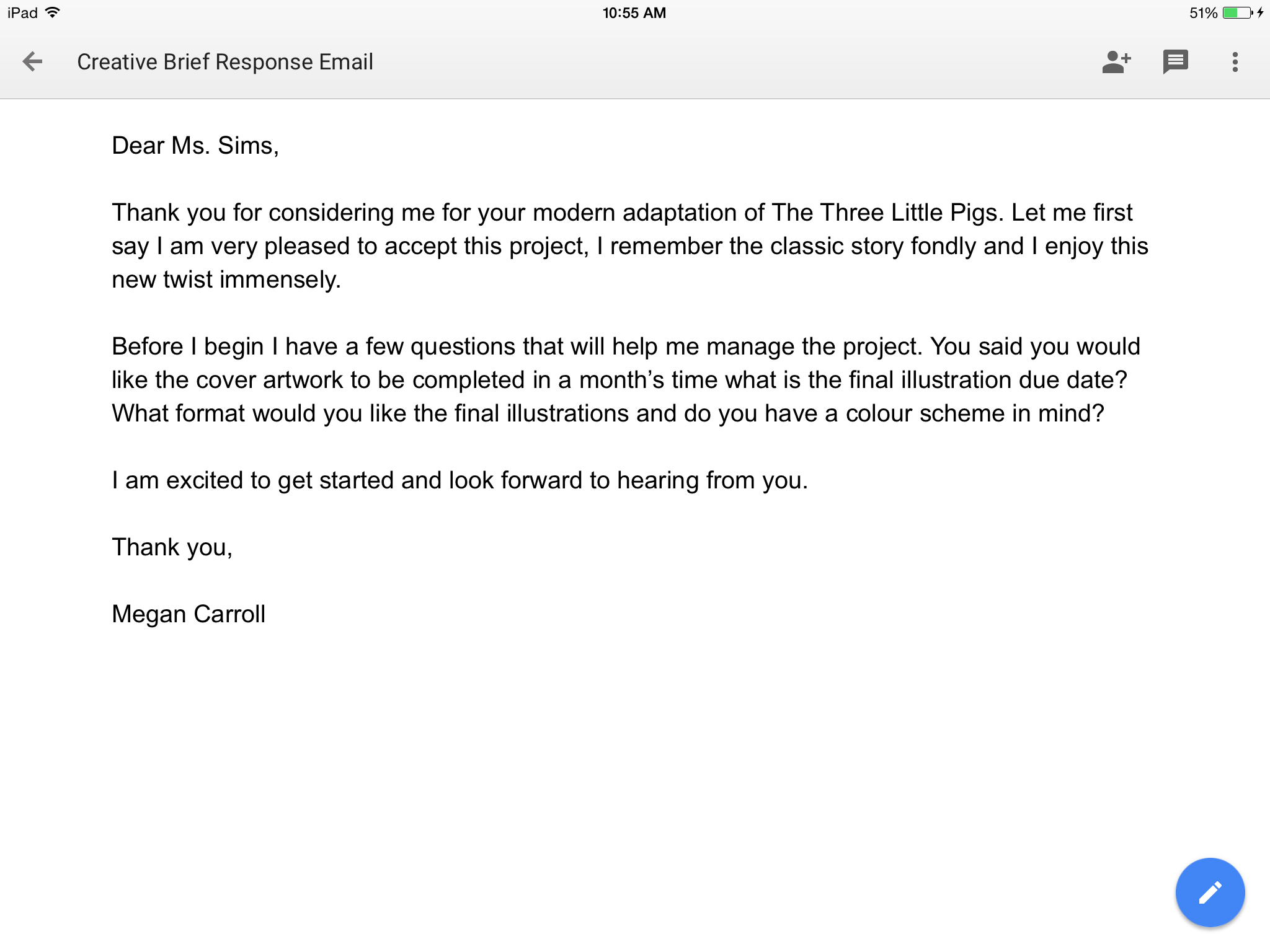 nice to hear from you