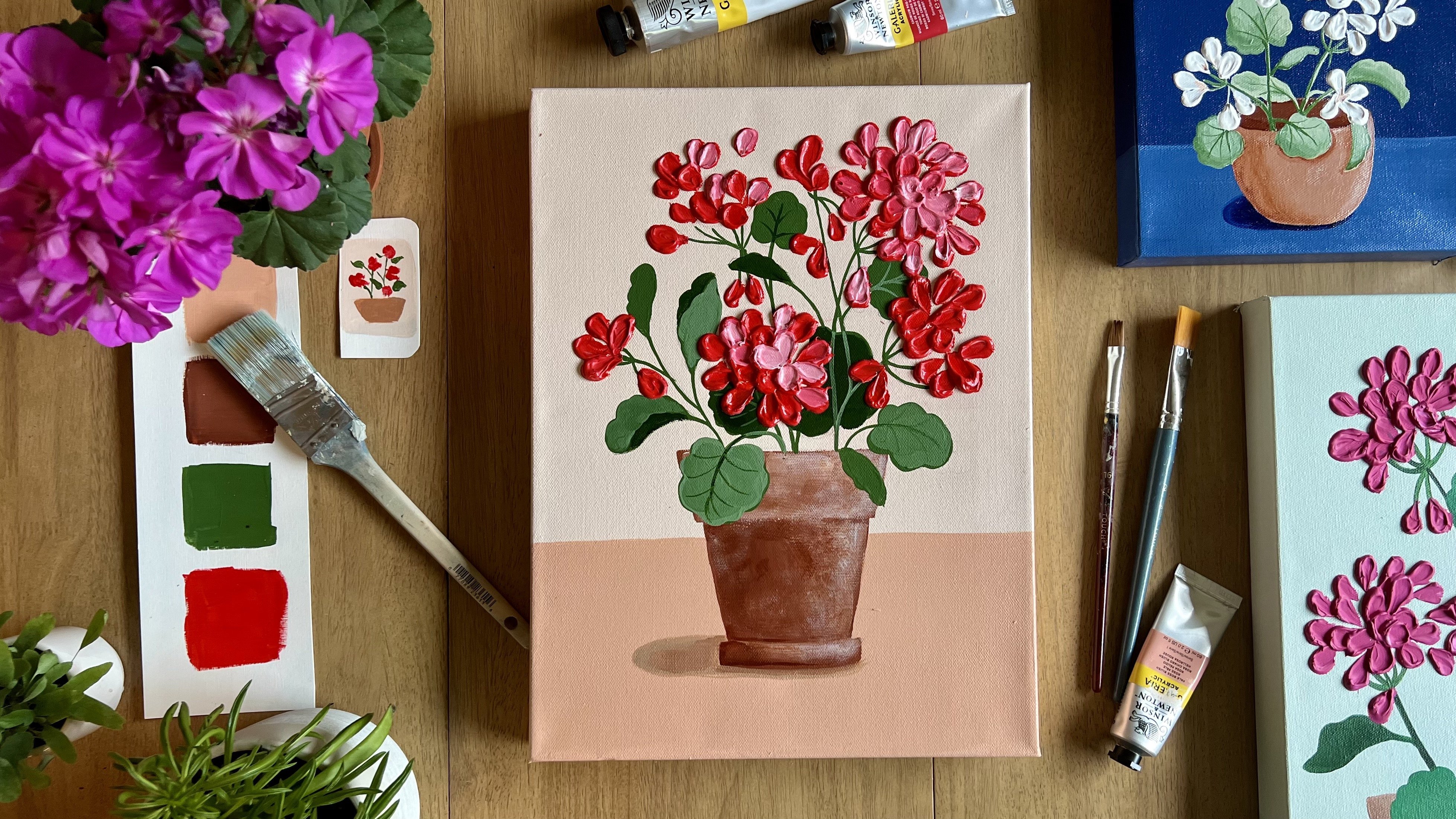 Paint With Texture: Create an Impasto Style Potted Geranium in Acrylic, Amie Murray