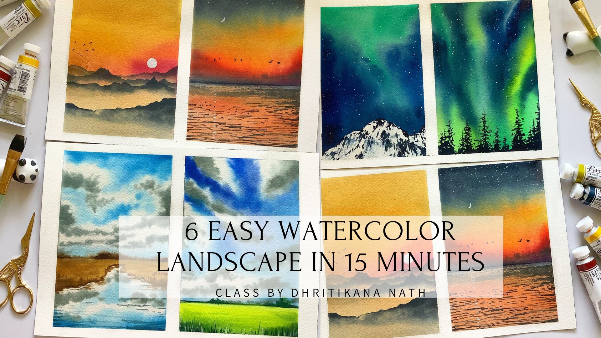 6 Easy Watercolor Landscape In 15 Minutes | Dhritikana Nath | Skillshare