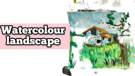 LANDSCAPE WATERCOLOUR PAINTING: GREENLAND HUT