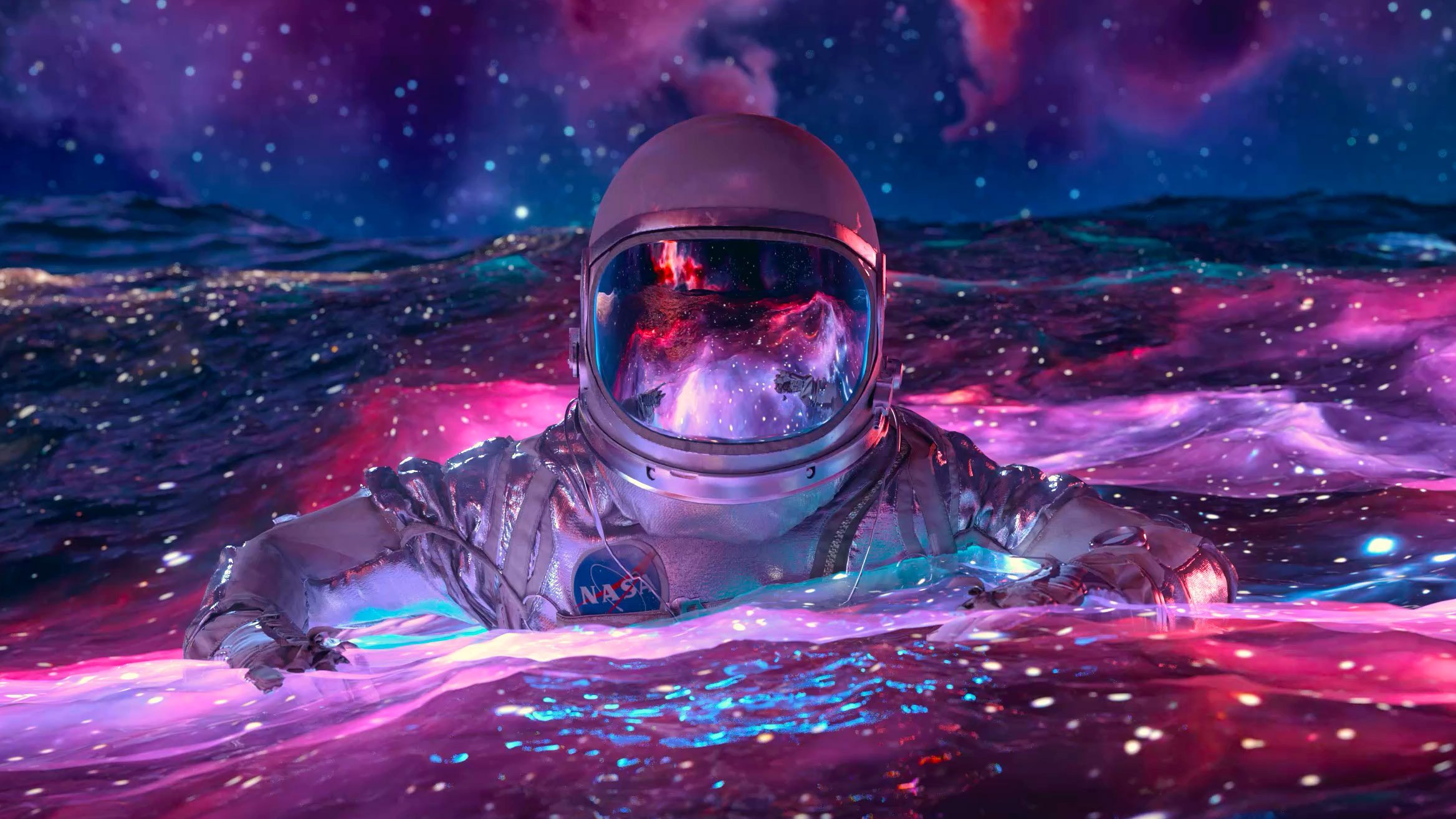 Impression d'art Colorful Astronaut in the Galaxy Space