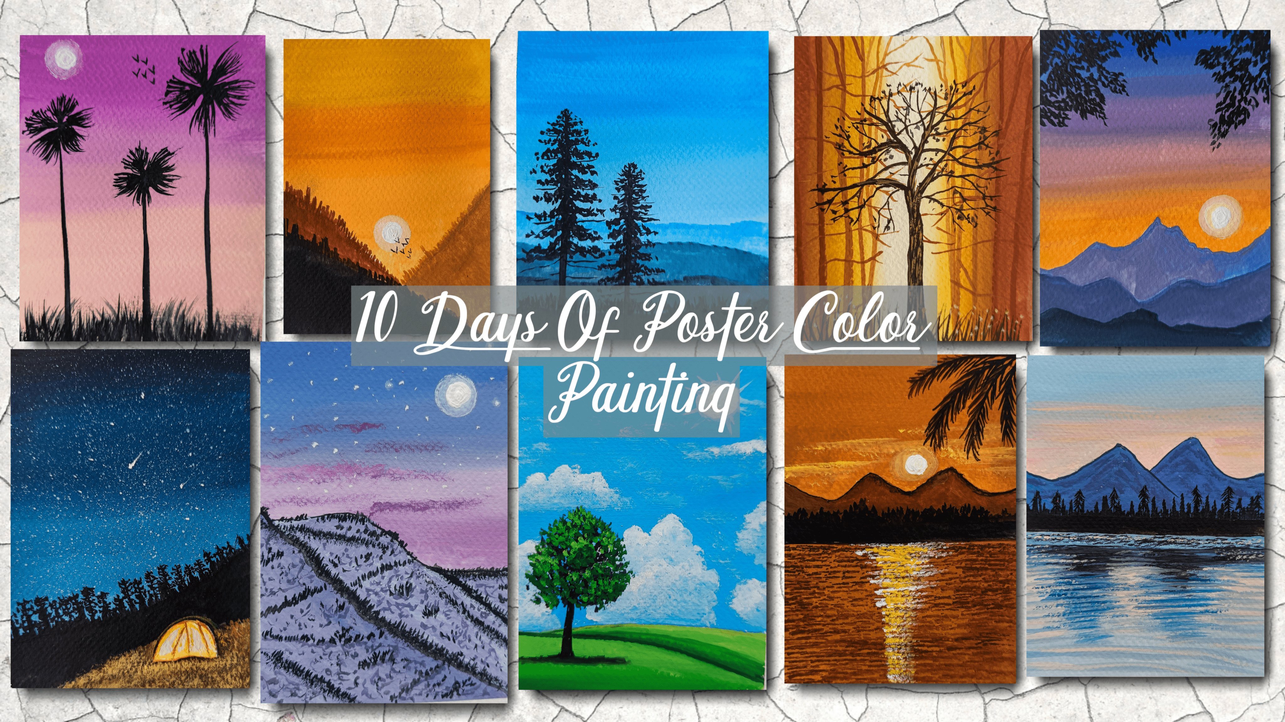 4 Simple Painting Ideas for Beginners, Poster Colour Panting Ideas