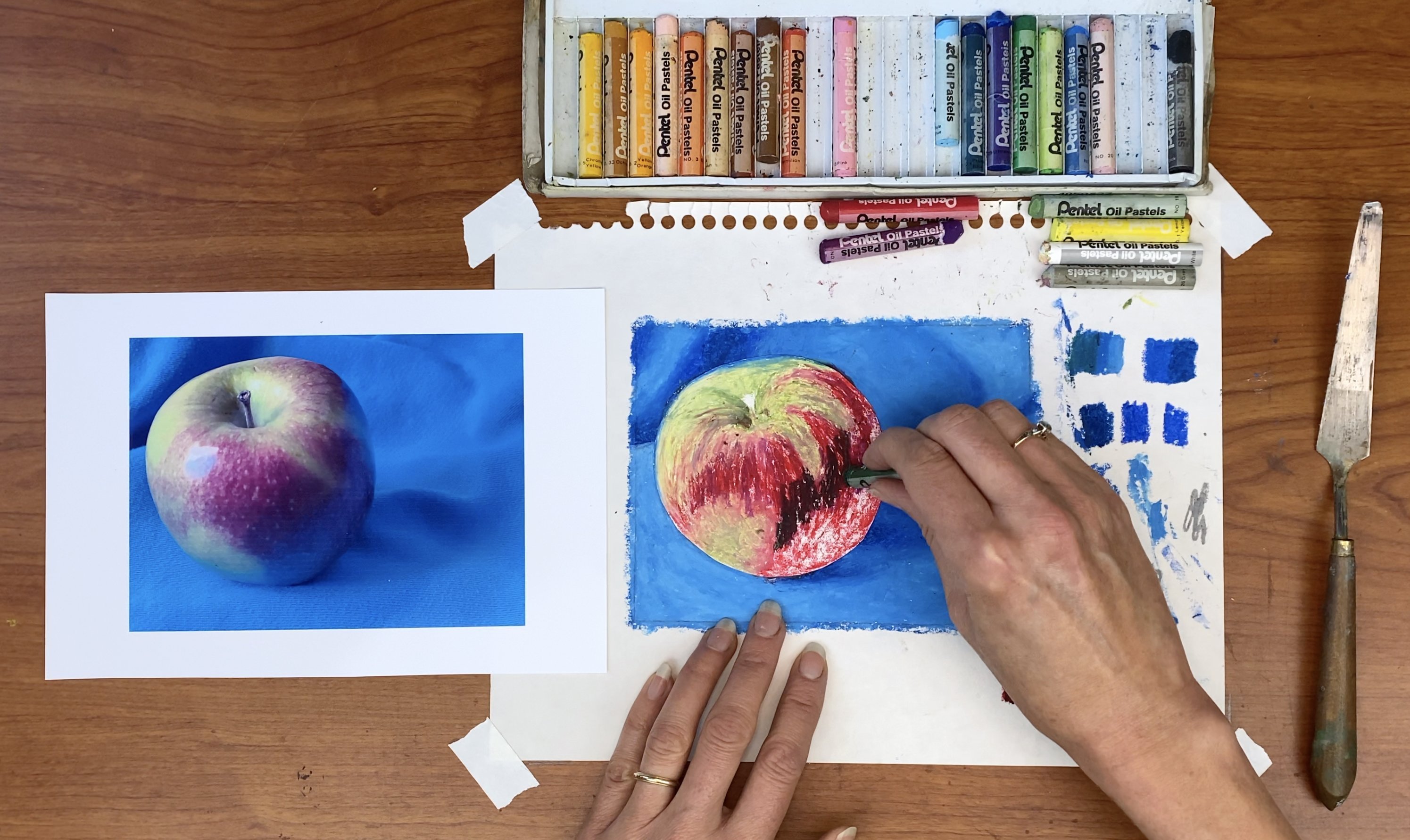 soft pastel drawings of fruits