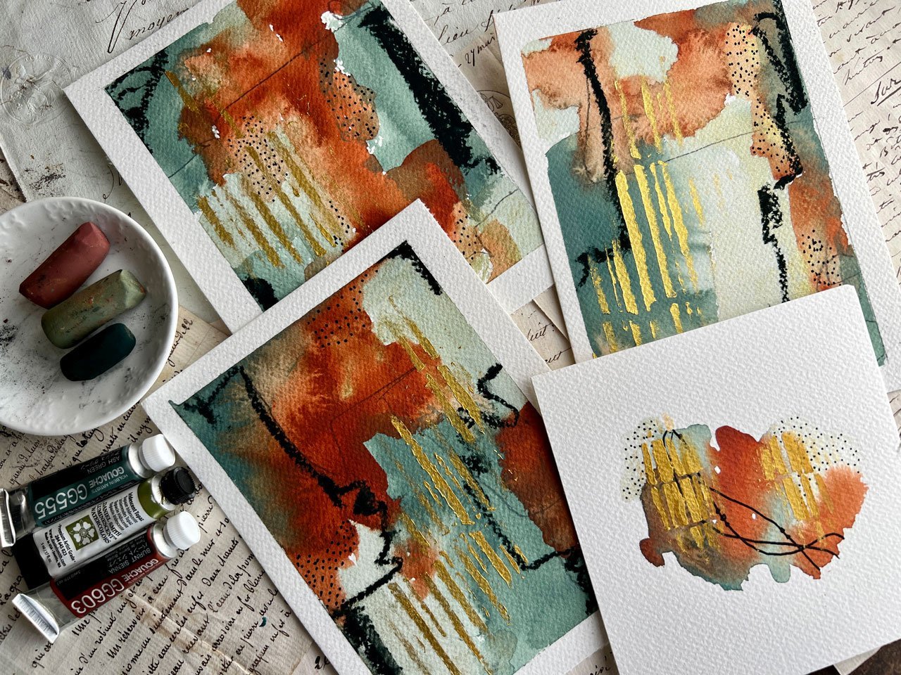 Artful Experiments: Blending Watercolor and Gouache for Abstract  Masterpieces, DENISE LOVE