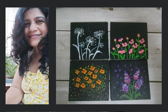 Blooms In The Dark| Mini Canvas Art For Non-Artists & Beginners