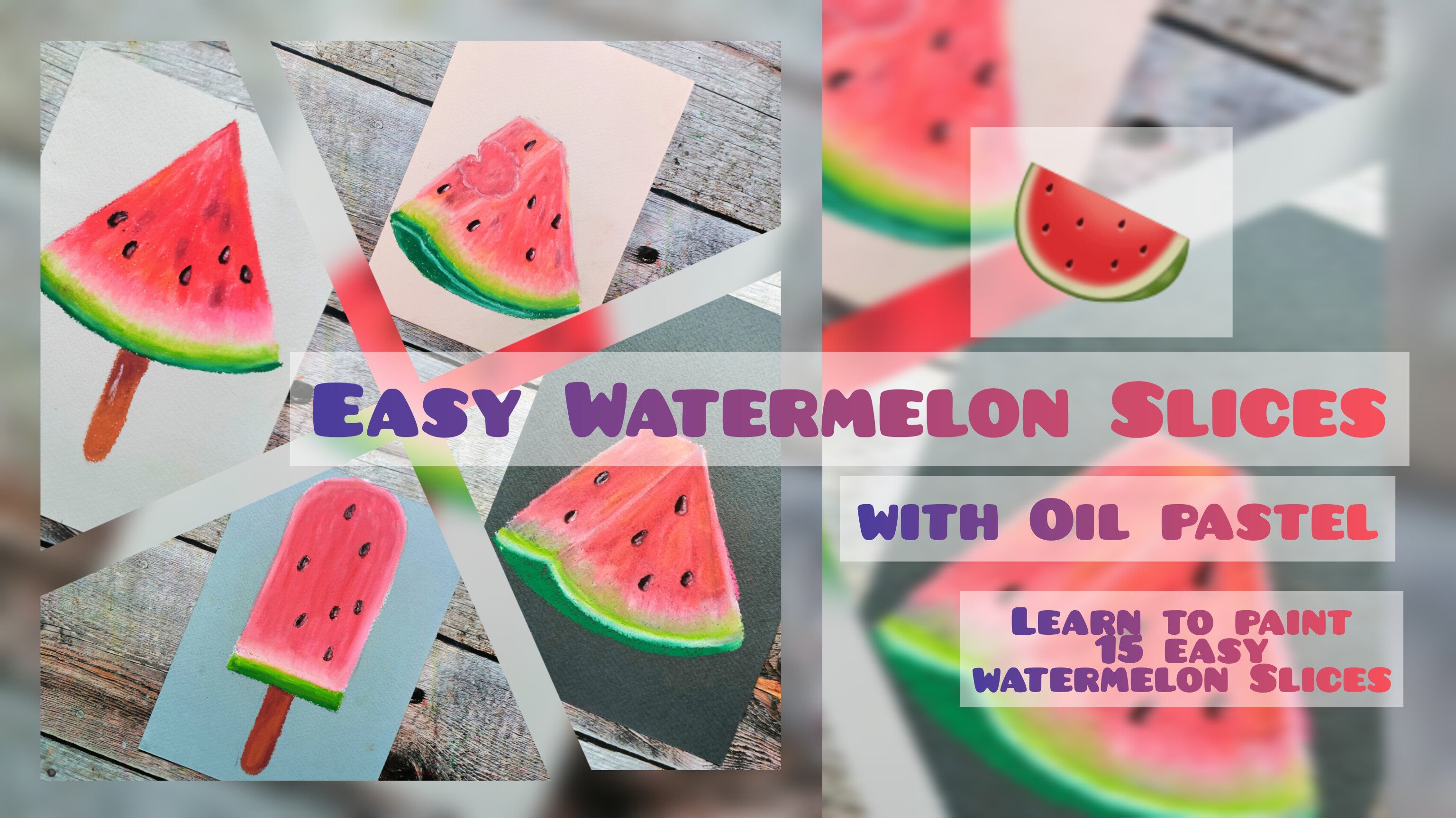 How to draw a watermelon / oil pastel / art for kids 