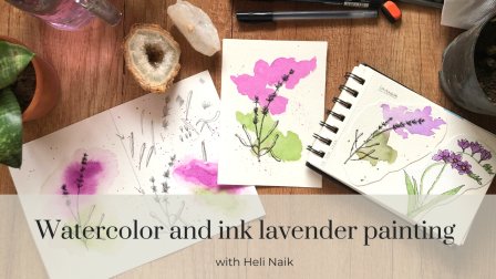 Paint Botanical: Watercolor and Ink Lavender Painting