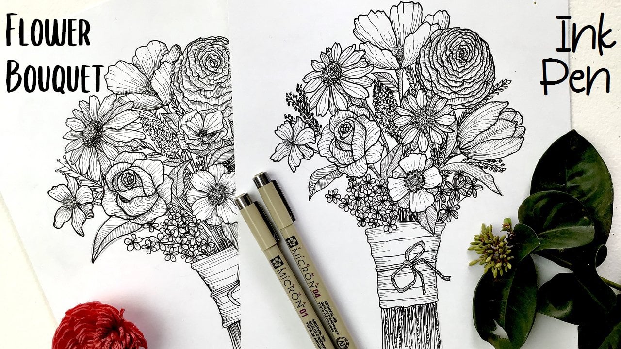 How To Draw Flowers With Ink // Step By Step Tutorial 