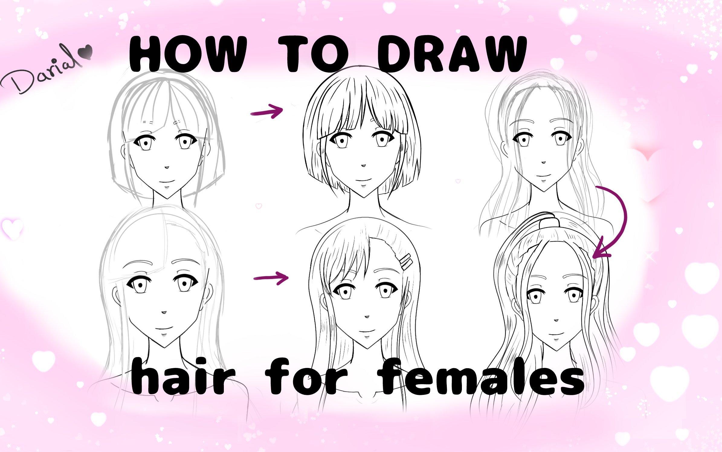 How To Draw Female Hair Step By Step 1702