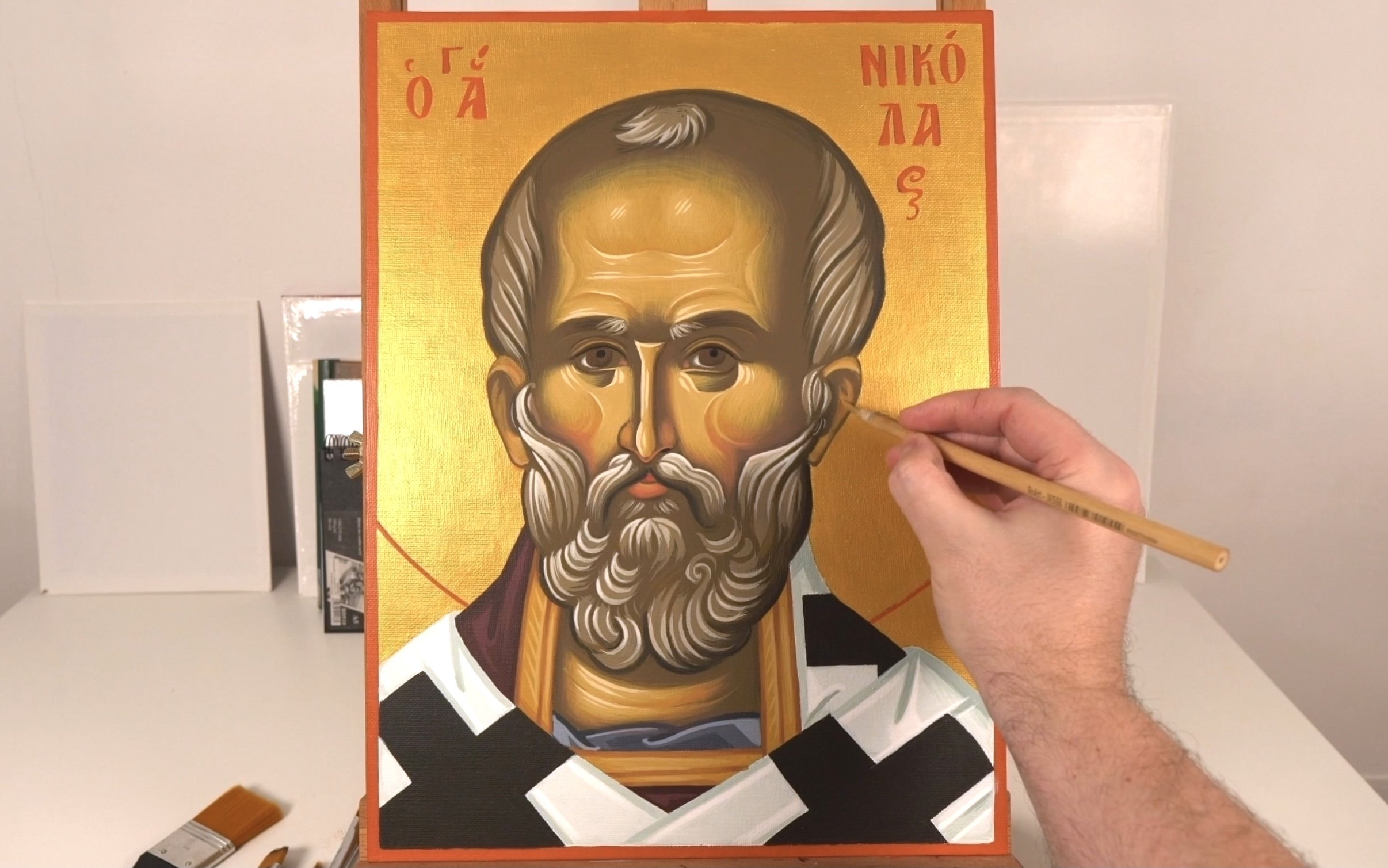 Learn how to paint Byzantine Icons (Part 4) Filip Gherghisan & Ramona