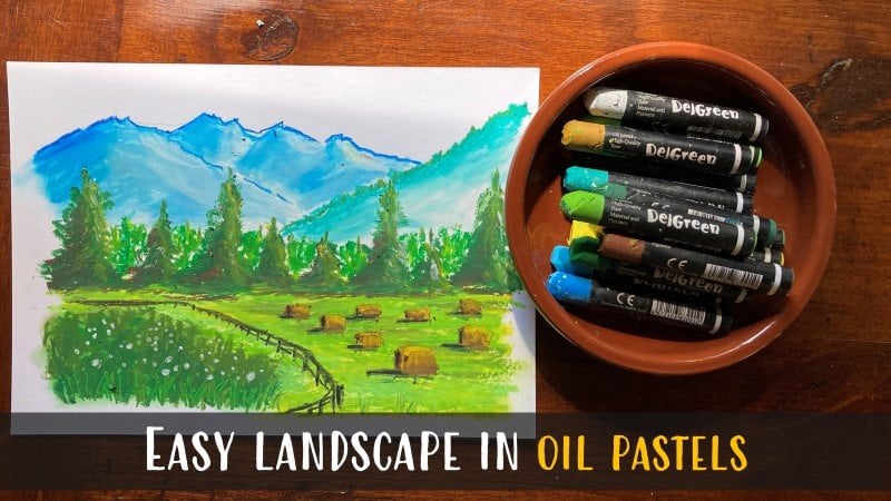 Oil Pastel Vibrant Sunset Landscape Painting for beginners, Oil Pastel  Drawing