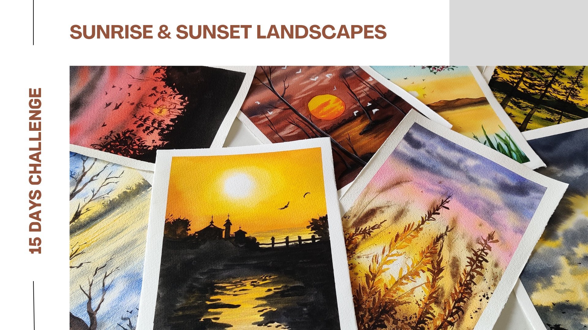 Sunrise & Sunset Landscapes - 15 Days Watercolor Challenge