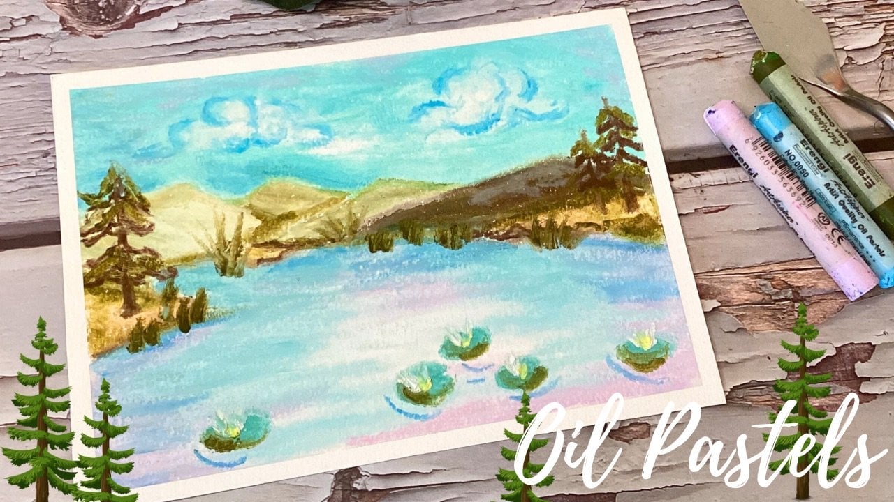 Easy Oil Pastel Landscape painting for beginners