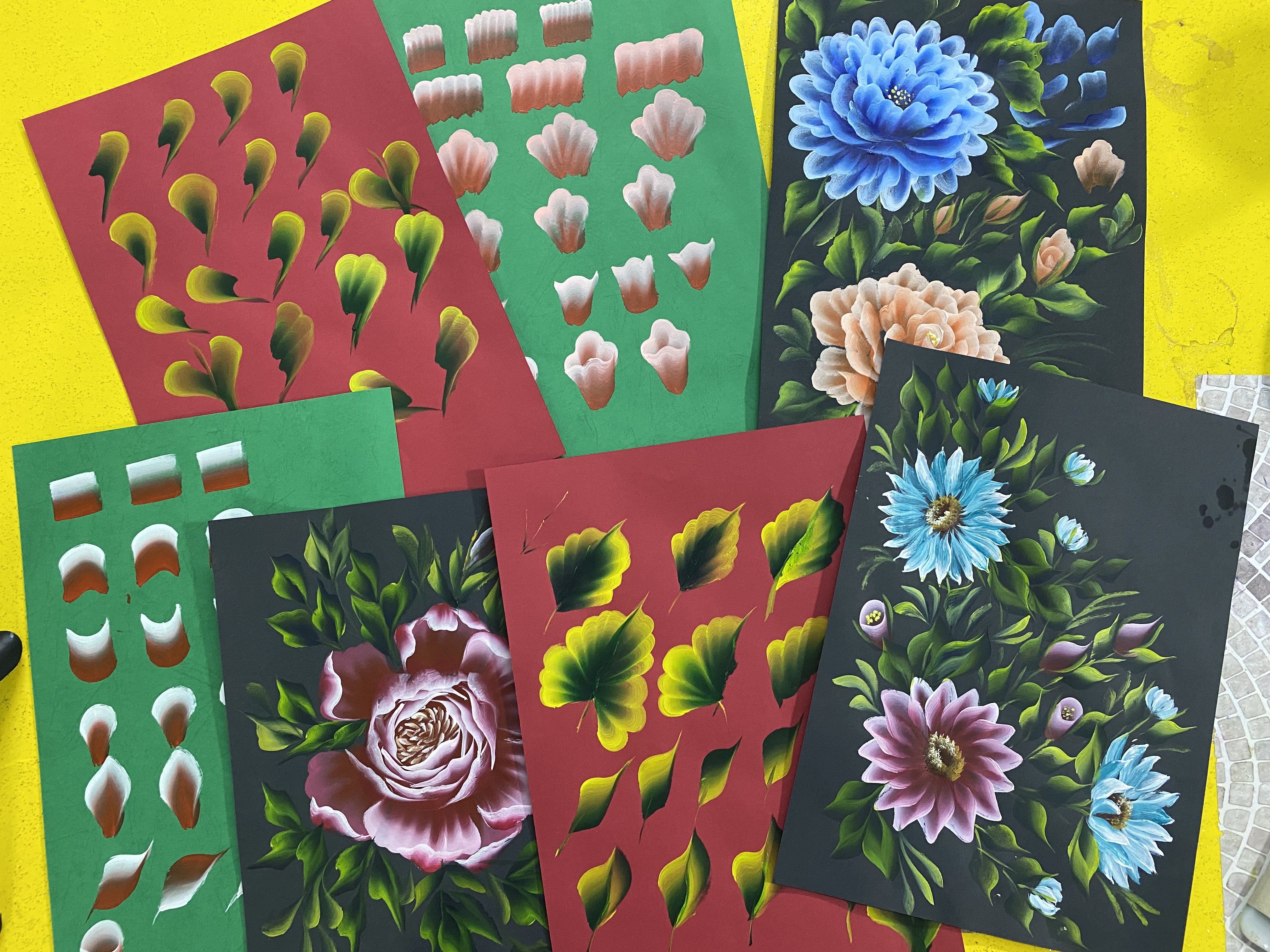 One stroke painting/A to Z/ complete guide from basic to advanced level