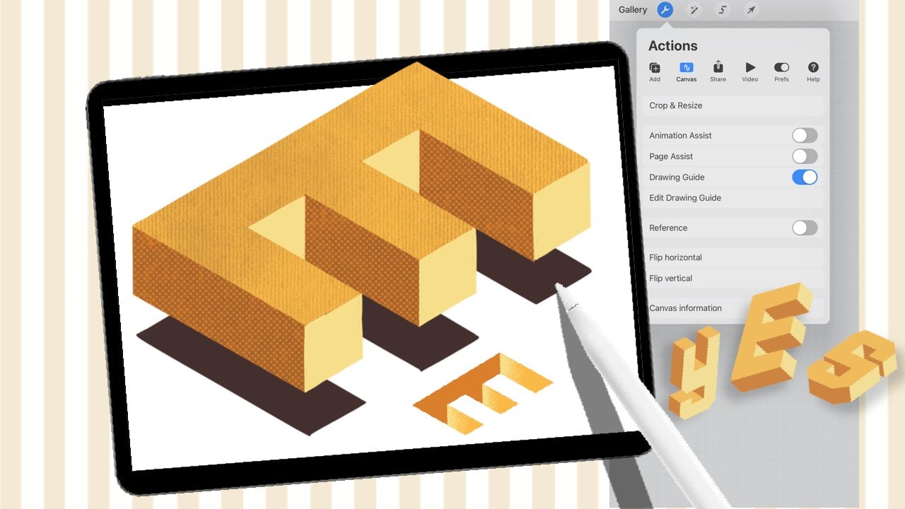 3D Lettering in Procreate - From Isometric Effects to Hole Text Illusion, Ulrike Text&Tulip