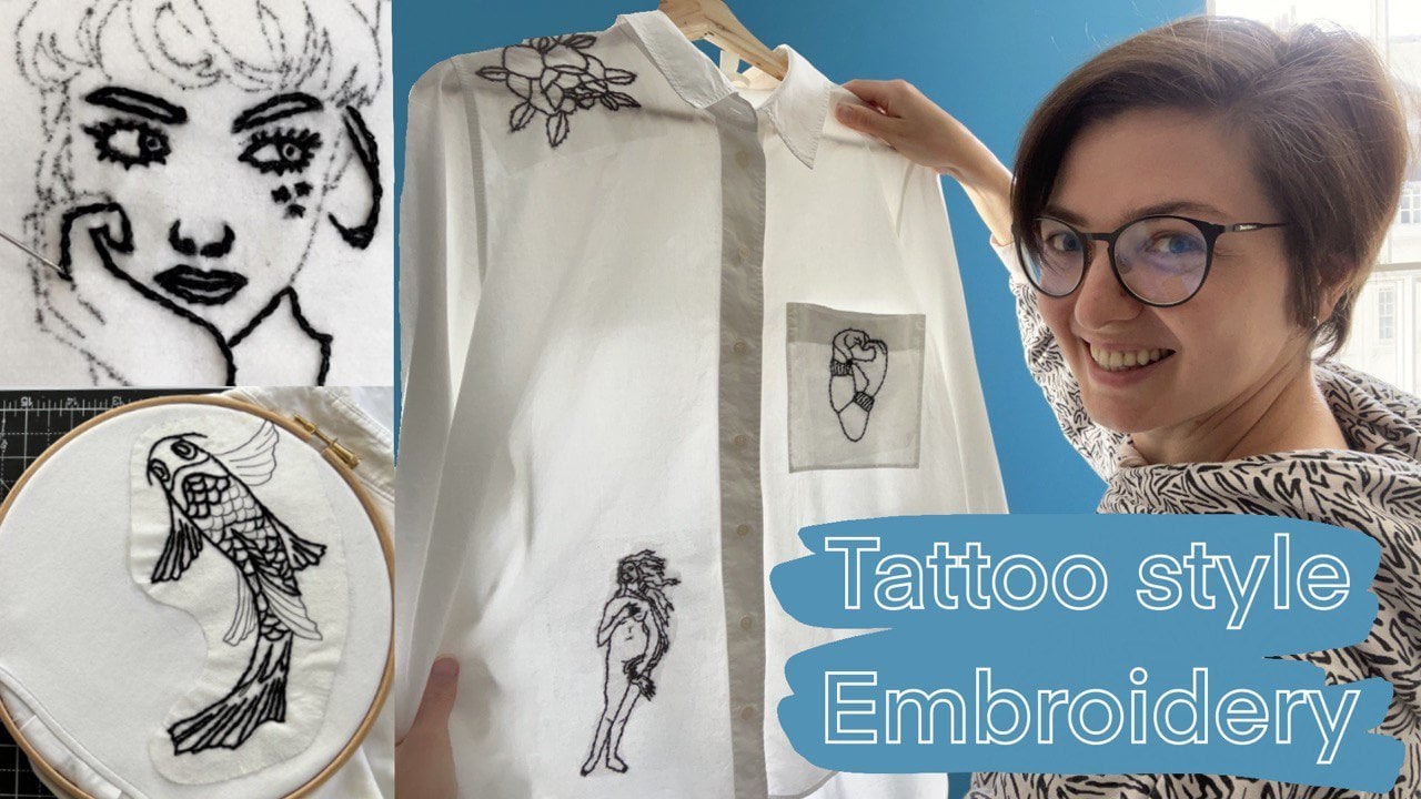 Tattoo Style Embroidery on Clothes: Design Your Pattern, Stitch