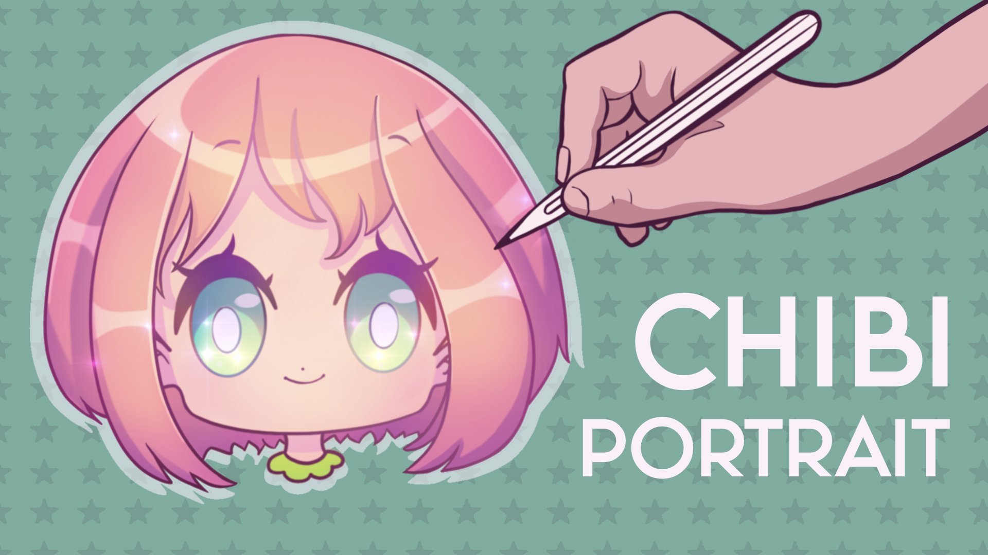 Pequena E Fofinha Artista De Chibi Com Suas Ferramentas : Pincel