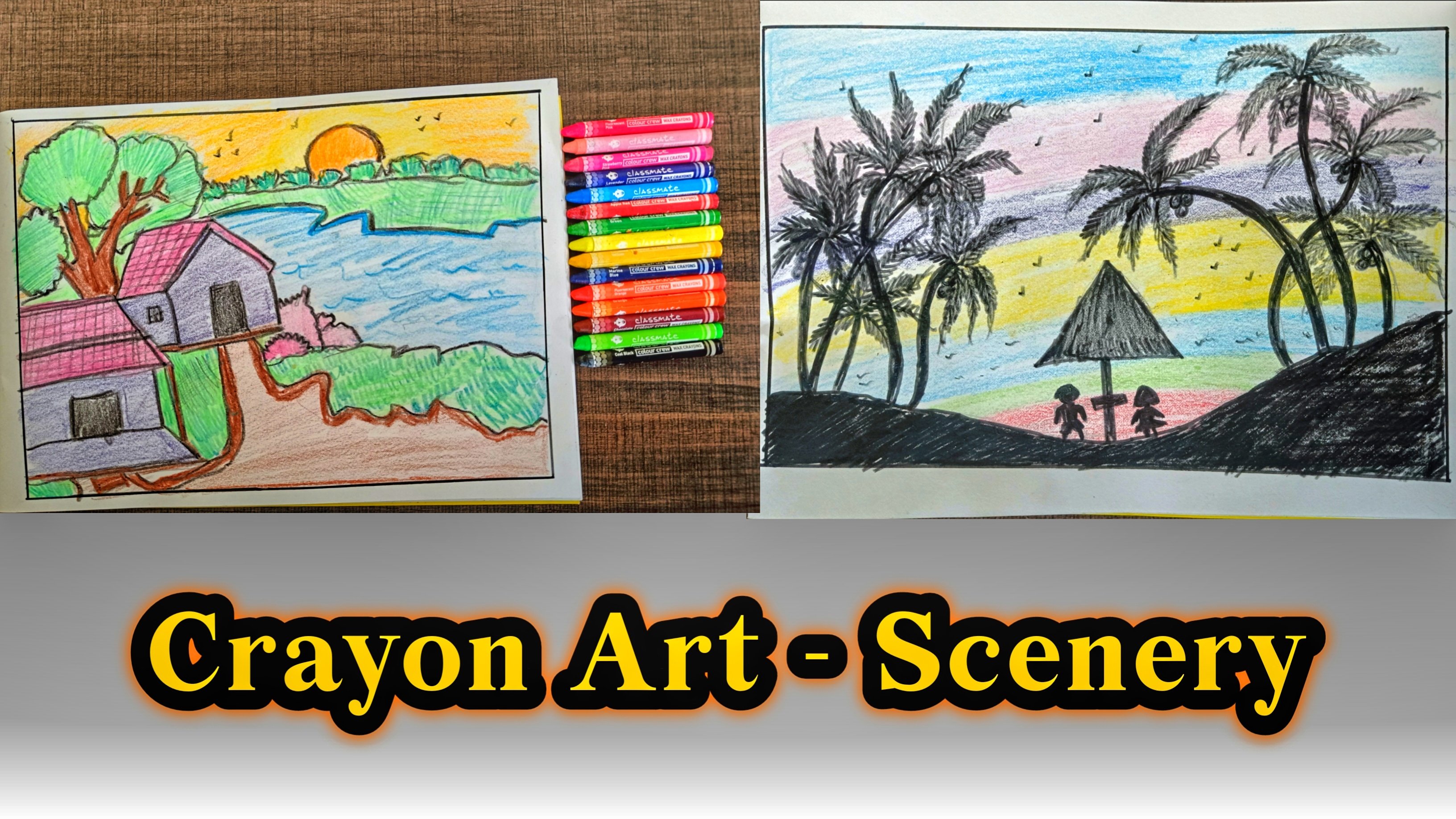 village scenery drawing with sketch pen, Sketch Pen Drawing Easy, Draw  with Normal Sketch Pens.